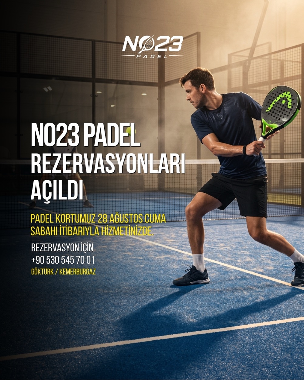 No23 Padel kortunda gece oyunu
